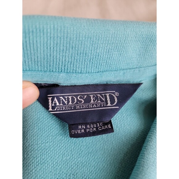 Lands End Mens XL Polo Shirt Red Light Blue Solid Cotton Casual USA VTG 90s - Picture 2 of 13